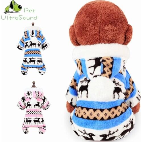 2019 New Autumn Winter Snowflake Soft Fleece Dog Clothes Pet Dog Dress Pattern Coral Velvet Deer Christmas Puppy Coat Four Legs