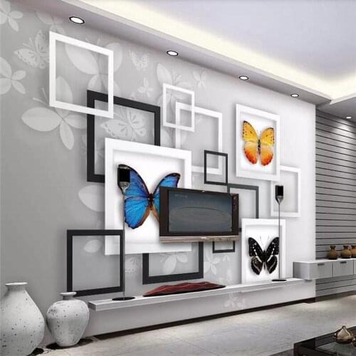 3D fantasy butterfly living room TV background wall professional production mural wallpaper custom poster photo wall