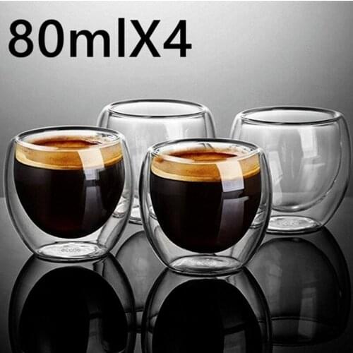 4/6 Pieces Per Set of 80ml High-grade Double-layer Insulated Glass Ice Cream Cup Dessert Cup Coffee Cup