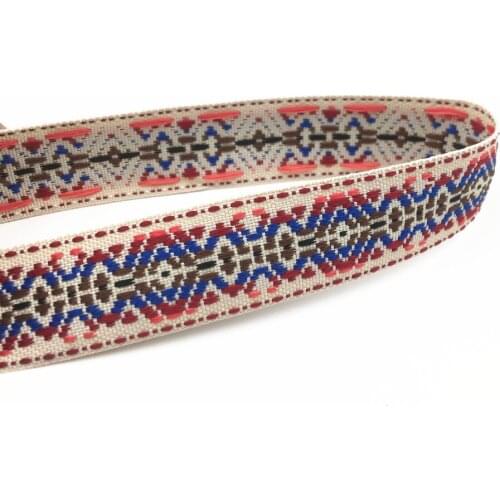 5Yards 24mm 1'' Blue Red Brown Line Splied Sewing Hat Curtain Clothing Decor White Pattren Printing Woven Jacquard Ribbon