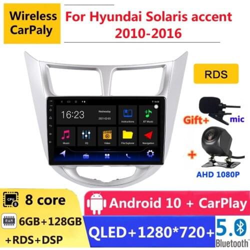 6G RAM 2 din android 10 car radio auto stereo for Hyundai Solaris accent i25 2010 2013-2016 navigation GPS DVD Multimedia Player