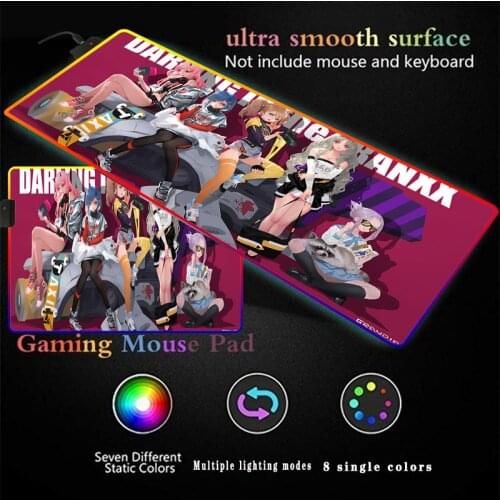 Darling In The Franxx Anime Girls Large RGB Mouse Pad Mousepad Non-slip Natural Rubber with Locking Edge Gaming Mouse Mat