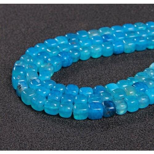 Natural Stone Agates Beads Lake Blue Cube Loose Spacer Square Beads For Jewelry Making DIY Charms Bracelet Necklace 15'' 6-8mm