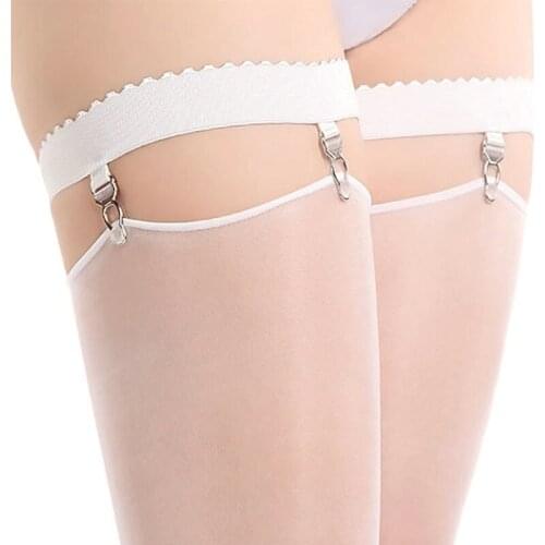 Sexy Womens Elastic Anti Slip Leg Garter Belt Thigh High Stocking Suspender with Clip Stockings Stockings