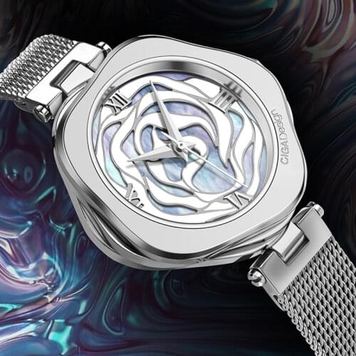 Watches For Women Quartz Watches Ciga Design Watch Rose Flower WomenS Wristwatches Stainless Steel Cow Leather Strap Montre