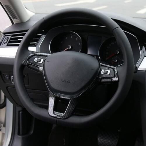 For Tiguan MK2 2016 2017 2018 ABS Carbon fibre Car Steering wheel Button frame Cover Trim Car styling Accessories 1pcs