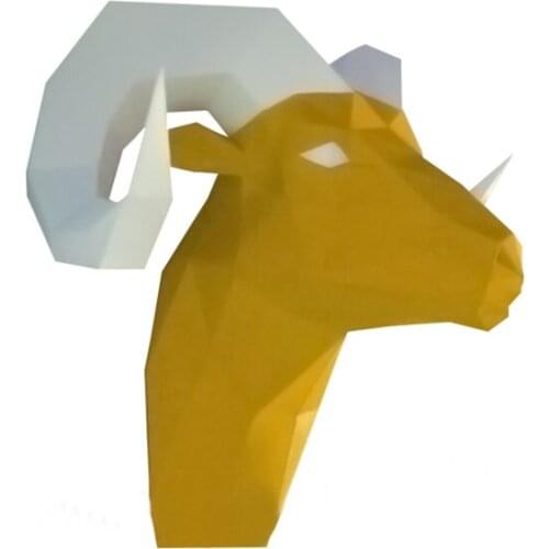 DIY Home Decoration Cute Goat Sheep Head Paper Model Puzzle Toy Animal for Restaurants Bars Waterproof Educational Folding Model