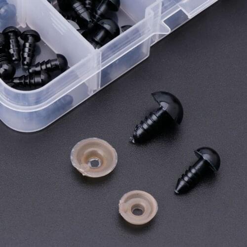 100pcs 6mm/8mm/9mm/10mm/12mm Plastic Safety Eyes For Bear Stuffed Toys Animal Puppet Dolls Craft DIY Accessories With Washers