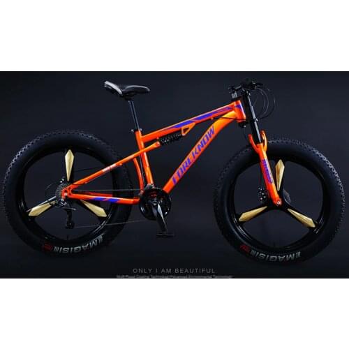 Mountain Bike 4.0*26 Inch Three Knife Oil Spring Fork 27 Speed Fat Bicycle for Student Adult