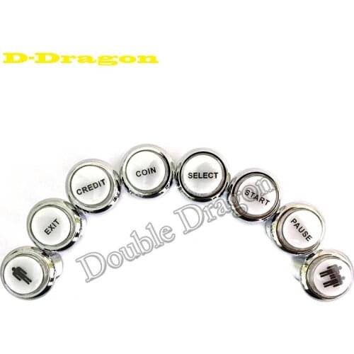 CHROME Arcade Push Button Silver Plated With Micro Switch 33mm 12V Illuminated 1P 2P START PAUSE EXIT CREDIT COIN SELECT