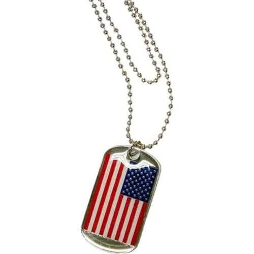 Customized American Flag Dog Tag with Bead Chain Zinc Alloy Dog Tag