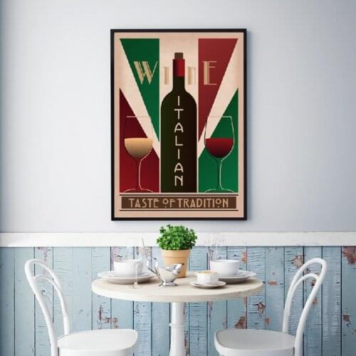 Italian Wine Vintage Poster Canvas Painting Bar Wall Art Picture Retro Classic Wine Prints Kitchen Restaurant Home Wall Decor