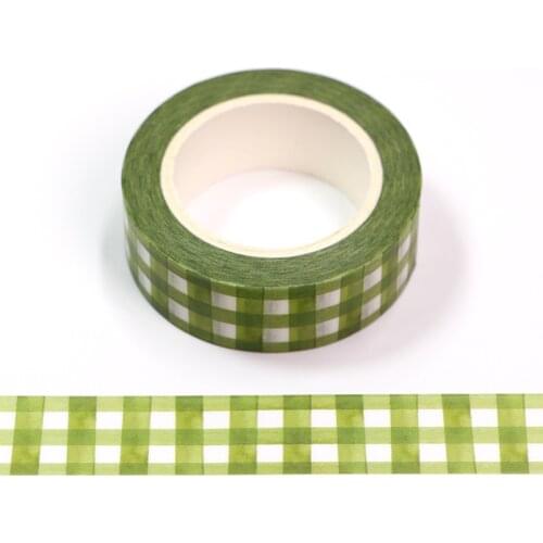 15mm*10m green Watercolor Grid Masking Washi Tape Decorative Adhesive Tape Diy Scrapbooking Sticker Label Stationery