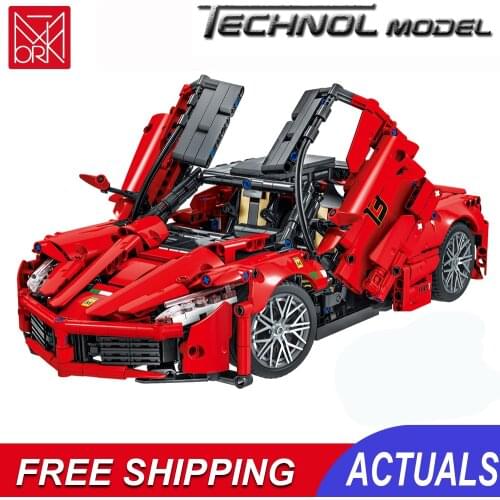 MORK Blocks RED Sport Car Building Blocks Montessori Toys Moc Bricks 1659pcs Educational Toy Vehicle Model Kit Kids Boys Gift