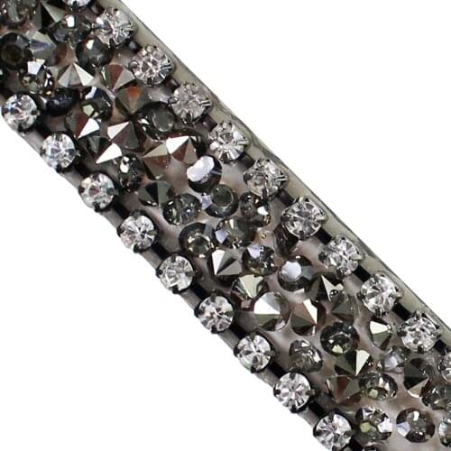 10yards Strass Crystal Hot Fix Rhinestones Motifs Ribbon Iron on Glass Diamond Decoration Trimming Shoes Banding Garment