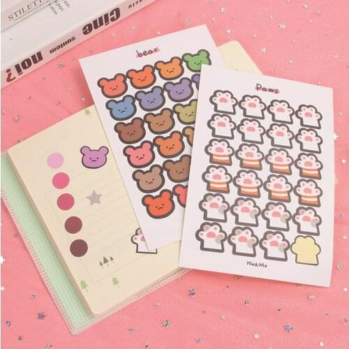 Cute Cartoon Bear Bunny Diary Journal Decorative Stickers Kawaii Heart Scrapbooking Sticker Korean Stationery School Supplies