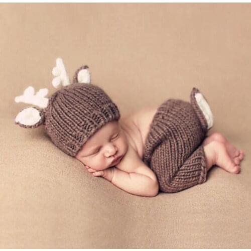 Cute Soft Handmade Crochet Baby Newborn Photography Props Set Bebe Knitted Photography Costume 0~3 Months