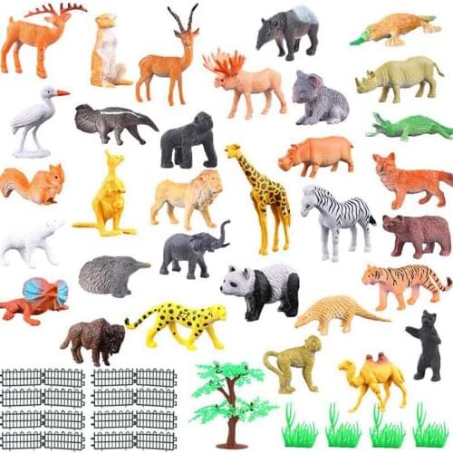 Mini animal world animal dinosaur toy model assembly toy set cartoon simulation beautiful animal plastic childrens toys gifts