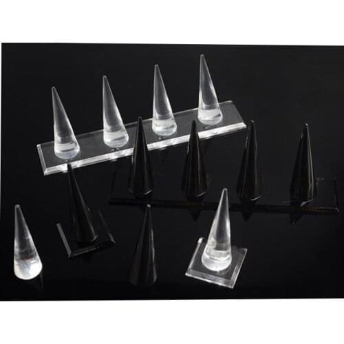 Fashion Conical solid ring holder clear acrylic ring display rack finger tail ring counter display props Jewelry Organizer