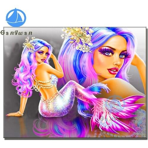 Cartoon Mermaid diamond painting daimond embroidery color Girl queen 5D full Drill Cross Stitch inlaid pattern Sexy Lady pattern