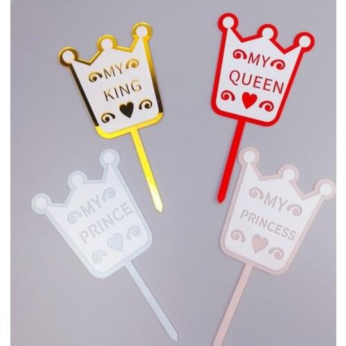 New Crown Theme Happy Birthday Acrylic Cake Topper Gold Creative Cake Topper Supplies for Baby Birthday Party Cake Decorations