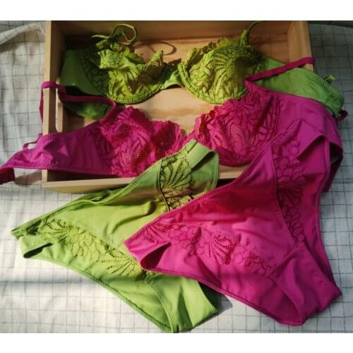 Wriufred New lace underwear womens thin lingerie underpants non-sponge soft steel ring gathers breathable bra briefs set