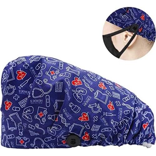 New Heart Buttons Nurse Hats For Women Men gorros quirurgic Salon Pharmacy Bonnet Cap With Button Pet Doctor gorro enfermera