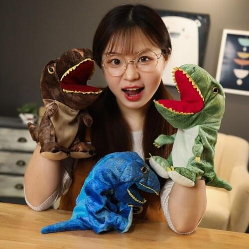 New Cute Glove Dinosaur Plush Hand Puppets Soft Stuffed Cartoon Story Telling Learning Funny Accompany Toy Baby Birthday Gift