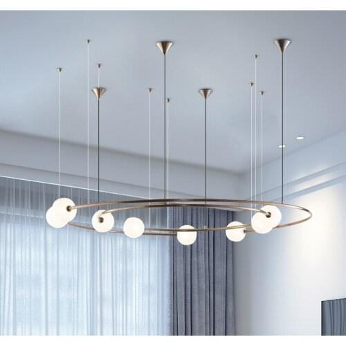 New Parlor Led Chandeliers 8 Glass Ball Restaurant Ceiling Hanglamp Hotel Hall Coffee Shop Pendant Lamp Nordic Suspension Lamp