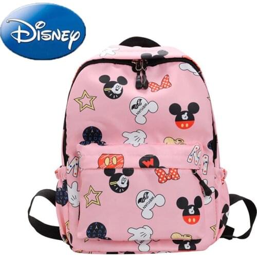 Disney Large Capacity Backpack Mickey Mouse Canvas Shoulder Bag Childrens Cartoon Handbag Boys Student Schoolbag Girl Hobos