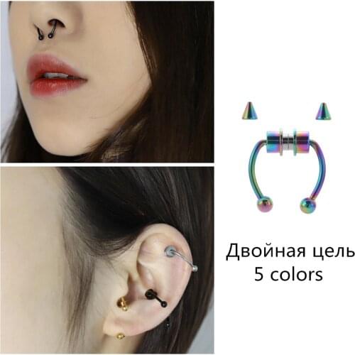 New 1/2/3pcs Clips Earrings Fake Nose Ring Hoop Ear Septum Rings Stainless Steel Nose No Piercing Fake Piercing Pircing Jewelry