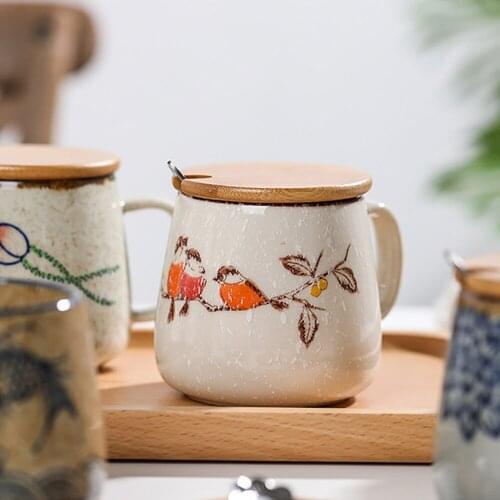 380ml Vintage Coffee Mug Unique Japanese Retro Style Ceramic Cups Kiln Change Clay Breakfast Cup Creative Gift for Friends