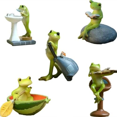 Funny Creative Frog Ornaments Cute Pastoral Flower Pots Micro Landscape Home Decorations Birthday Gifts for Boys Car Accessories