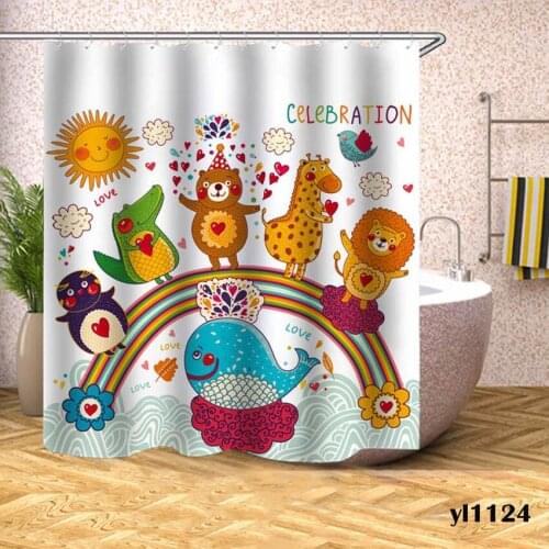 Cartoon Dolphin Shower Curtains Bath Curtain For Bathroom Bathtub Large Wide Bathing Cover Waterproof Modern Cortina De Chuveiro