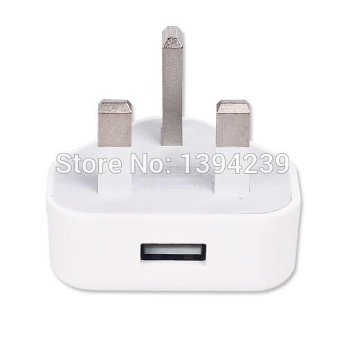 500pcs White Full 5V 1A UK Plug Wall Charger AC Adapter High Quality 1000MA USB Travel Adapter for iPhone 4 5 5s 6 6s 7 7plus