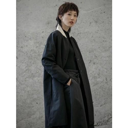 Owen seak Women Parker Coats High Street Style Clothing Trench Autumn Dust Women Coats Windbreaker Black Trench