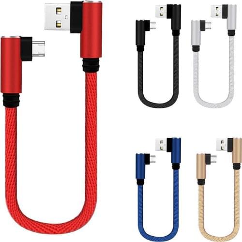 0.25M 90 Degree USB Data Charger Cable for iPhone iPad Type C Micro USB For Samsung Huawei Xiaomi Phone Short Cord Charge