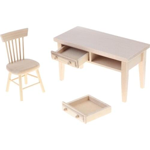 1:12 Mini Dollhouse Furniture Desk Chair set Miniature Living Room Kids Play Toy