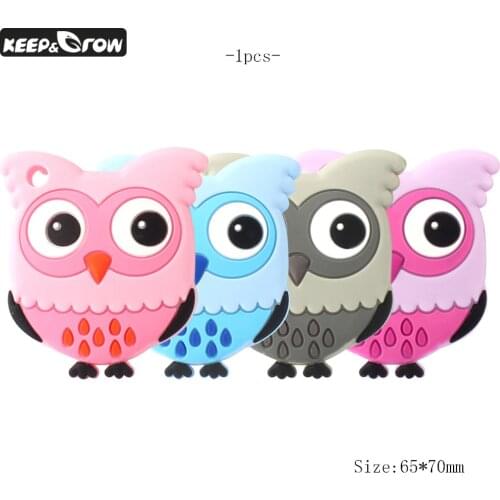 Keep&Grow 1pc Owl Silicone Teether BPA Free Teethers Baby Chew DIY Pacifier Chain Nursing Pendant Toys Accessories Baby Teether