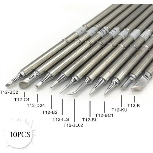 10Pcs/SET T12-B2 T12-D24 T12-C4 ILS JL02 KU K BC2 BL BC1 Solder Iron Tips T12 series Soldering Rework Station FX-951