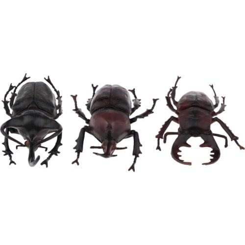 3x Realistic Plastic Insect Bugs Figures Beetle For Halloween Party Favors