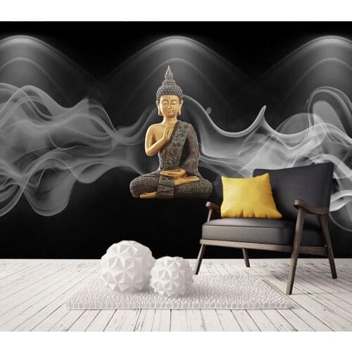 8d Large Religion Murals Buddhism Smoke Buddha Wallpaper Murals for Living Room Sofa Background 3d Wall Mural Wall paper