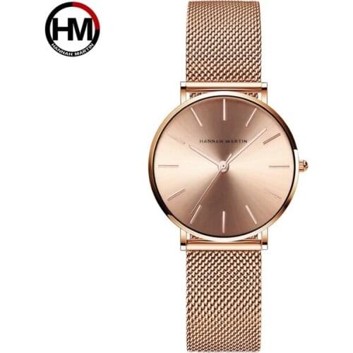 Stainless Steel Mesh Strap Japan Quartz Movement Waterproof Women Full Rose Gold Ladies Luxury Waterproof and shockproof Watch