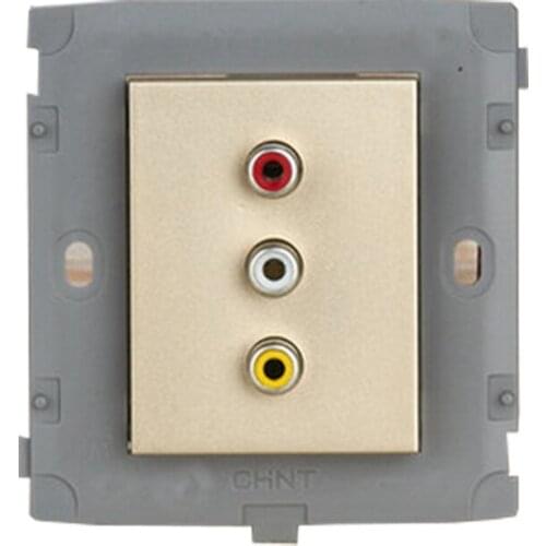 CHINT Electric Audio Video 3RCA Module NEW2K Light Champagne Gold Socket