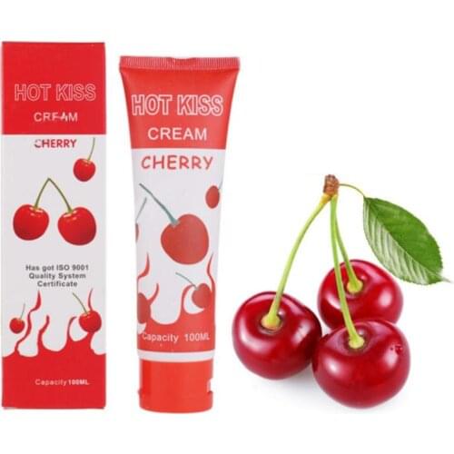 50 PCS 100ml HOT KISS Fruit Lubrication Cherry Cream Love Kiss Strawberry Cream Edible Body Grease Oral Vaginal Anal Lubricant