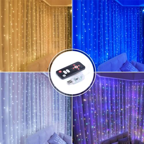 Holiday Lighting 3x2m 3m LED Copper Wire Curtain Light Christmas Bedroom Home Decoration Led String Lights Fairy Lights Garland