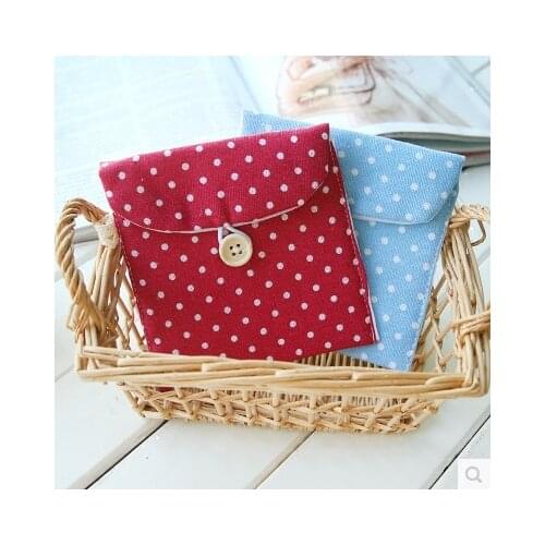Cotton linen ladies coin purse jewelry bag USB headphone bag household cotton linen sanitary napkin storage bag holiday gift