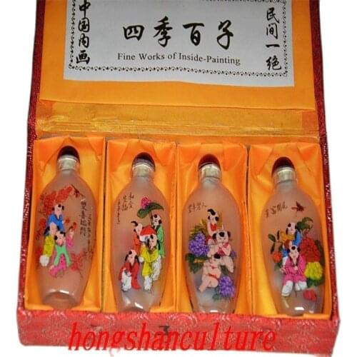 EXQUISITE CHINESE CRYSTAL GLASS HANDMADE SNUFF BOTTLE Snuff Bottles with Pictures Inside