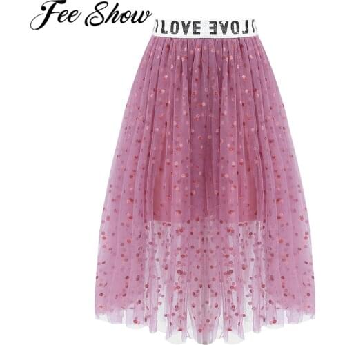 Toddler Kids Girls Tutu Skirts Children Clothes Glittering Polka Dots Appliques Pleated A-line Skirt Princess Mesh Long Skirt