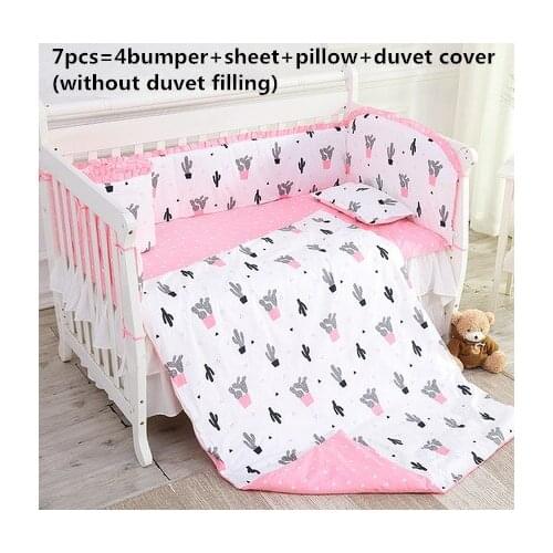 6/7PCS baby crib bedding sets for boys cartoon animal crib sets cama infantil cotton bedding baby, 120*60/120*70cm